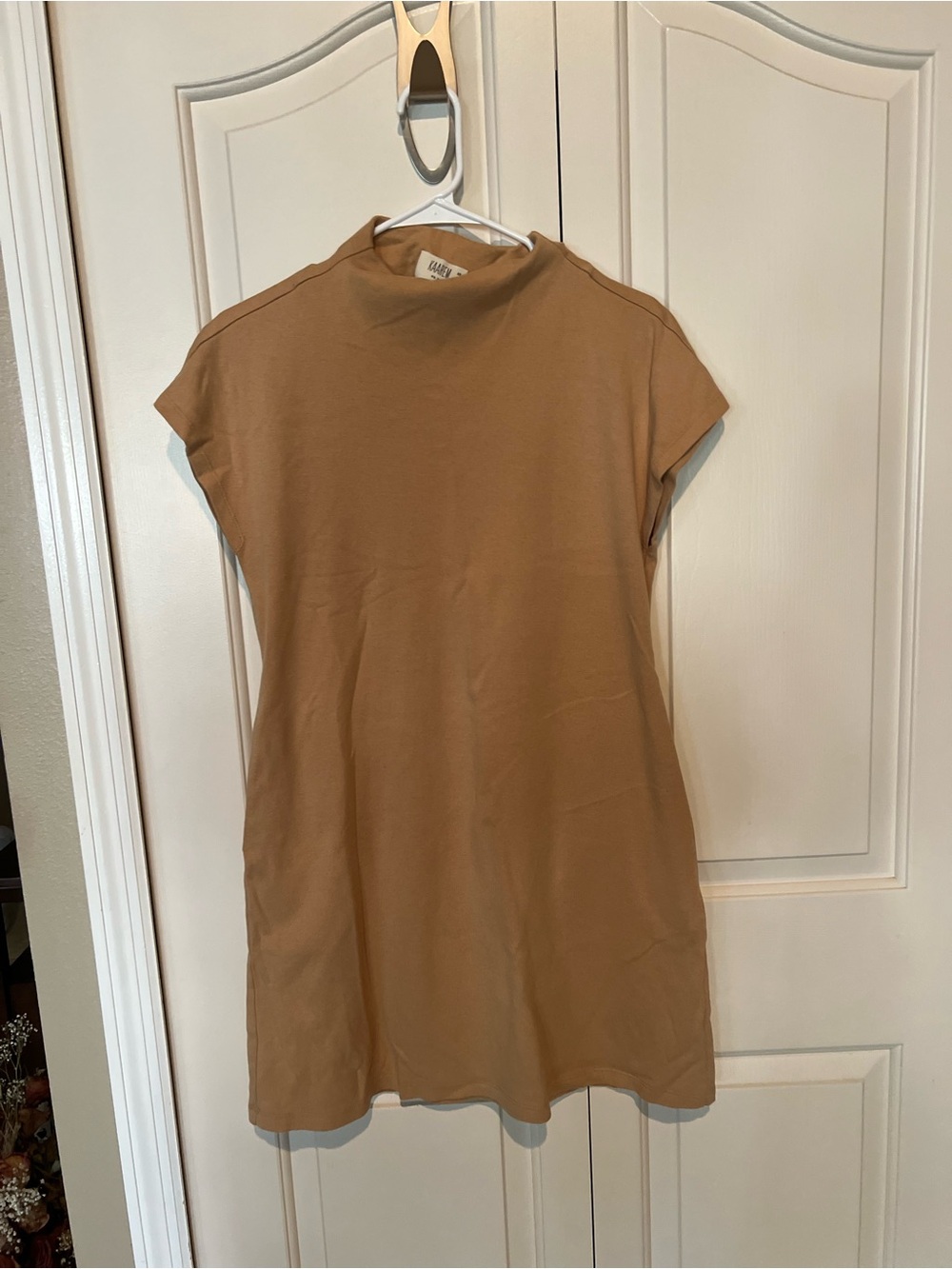 Women’s Tan Shift Dress with pockets
